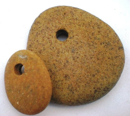 Top drilled Spanish Mediterranean beach pebbles.Natural rock beads by Oceangifts