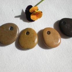 top drilled mediterranean beach stones, 4 spanish beach rocks,smooth and natural beads by Oceangifts